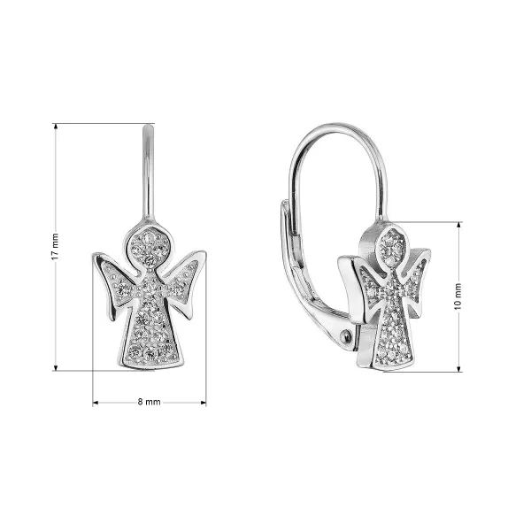 Stříbrné náušnice anděl se zirkony 11543.1