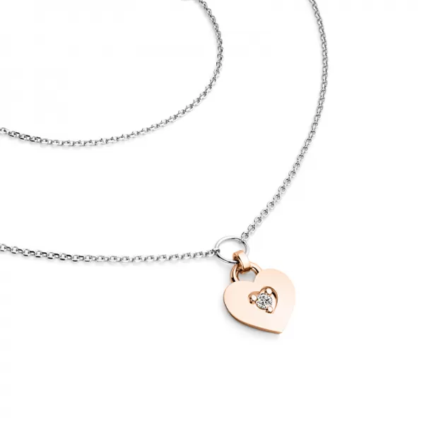 Náhrdelník srdce s diamantem 10874-NH05-BCV-DIA