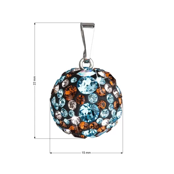 Stříbrný přívěsek s krystaly Swarovski mix barev kulatý 34081.3 aqua