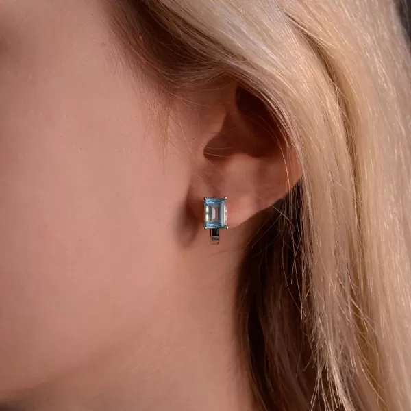 Stříbrné náušnice s pravými minerálními kameny modré 11498.3 sky topaz