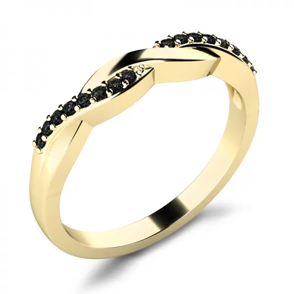 Prsten s černými diamanty ze žlutého zlata 10996-ZL-Black