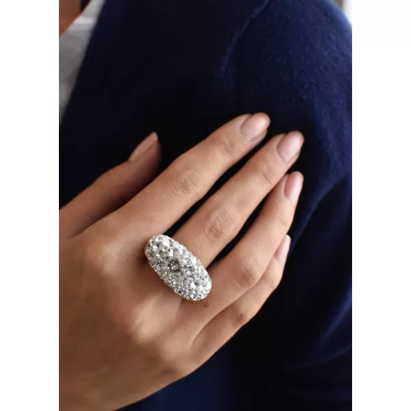 Stříbrný prsten s krystaly Swarovski bílý 35028.1