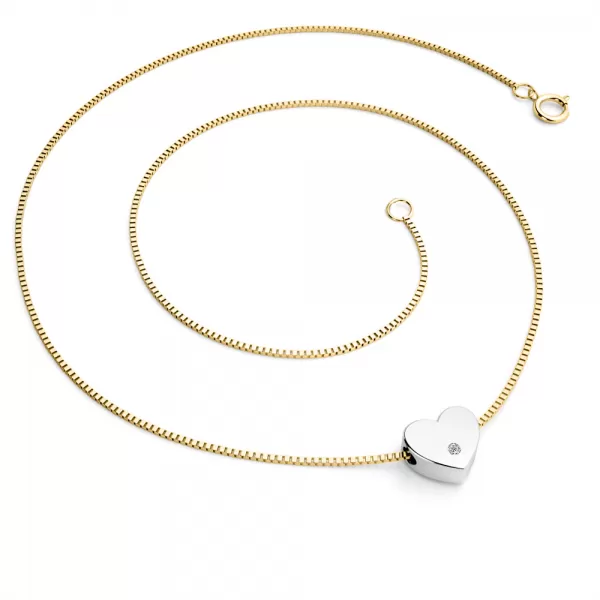 Náhrdelník srdce s diamantem 10979-NH01-ZLB-DIA