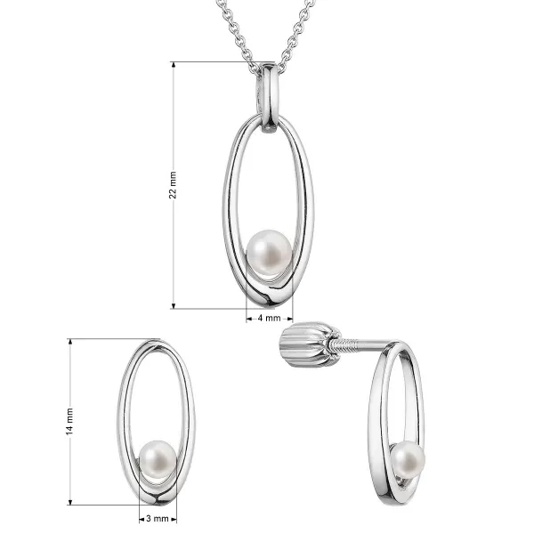 Perlová souprava ovál s bílou říční perlou 29076.1B