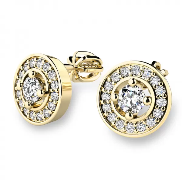 Náušnice žluté zlato 585/1000, přírodní diamanty 0.340ct, 10921-ZL-DIA