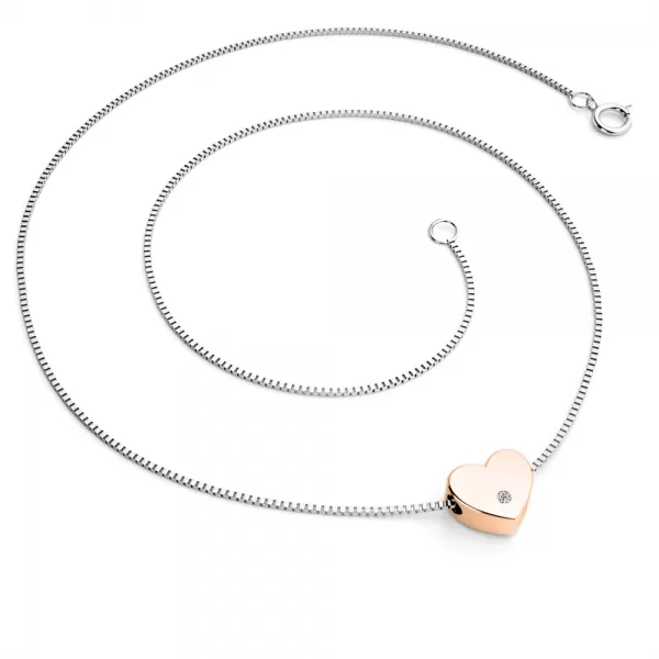 Dámský náhrdelník bílé zlato 585/1000 přírodní diamant 0.012 ct G/SI srdce 10979-NH01-BCV-DIA