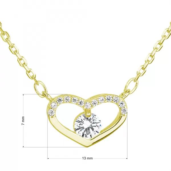 Pozlacený stříbrný náhrdelník se zirkonem bílé srdce 12008.1
