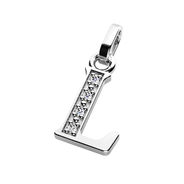 Přívěsek písmeno L bílé zlato 585/1000 přírodní diamanty 0.018 ct G/SI 10982-00-B-DIA-L
