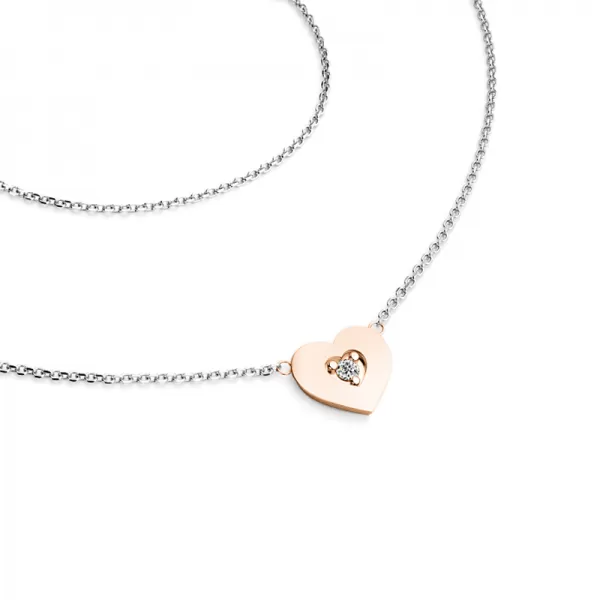 Náhrdelník srdce s diamantem 10874-NH01-BCV-DIA