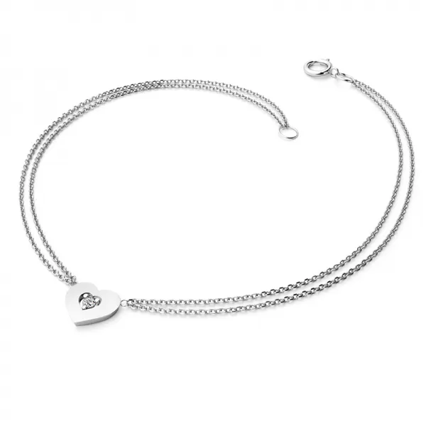 Náramek se srdíčkem a diamanty 10874-NR02-B