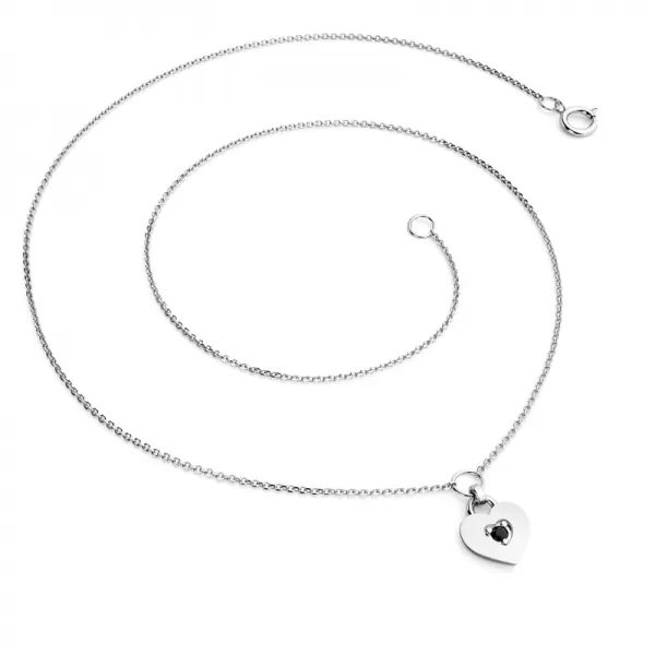 Náhrdelník srdce s diamantem 10874-NH05-B-Black