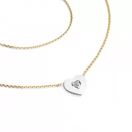 Náhrdelník srdce s diamantem 10874-NH01-ZLB-DIA