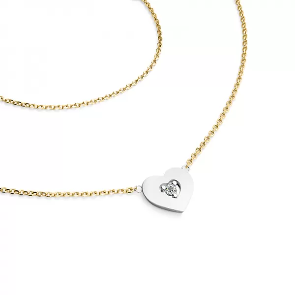 Náhrdelník srdce s diamantem 10874-NH01-ZLB-DIA