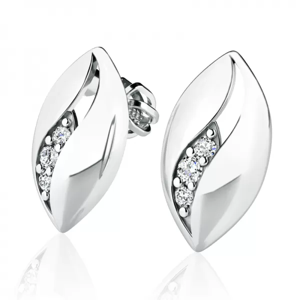 Dámské náušnice bílé zlato 585/1000 přírodní diamant 0.044 ct G/SI 10973-B-DIA