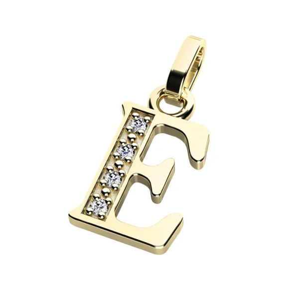 Přívěsek písmeno E žluté zlato 585/1000 přírodní diamanty 0.018 ct G/SI 10982-00-ZL-DIA-E