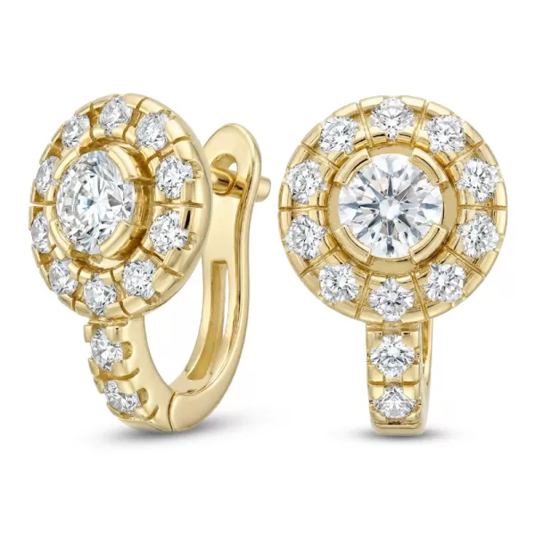 Náušnice žluté zlato 585/1000, přírodní diamanty 0.884ct, 109015-ZL-DIA