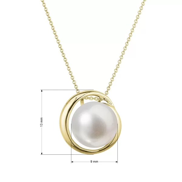 Zlatý 14 karátový náhrdelník žluté zlato s bílou říční perlou 92P00035