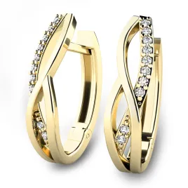 Náušnice ze žlutého zlata 585/1000, přírodní diamanty 0.140ct, G/SI, 10987-ZL-DIA