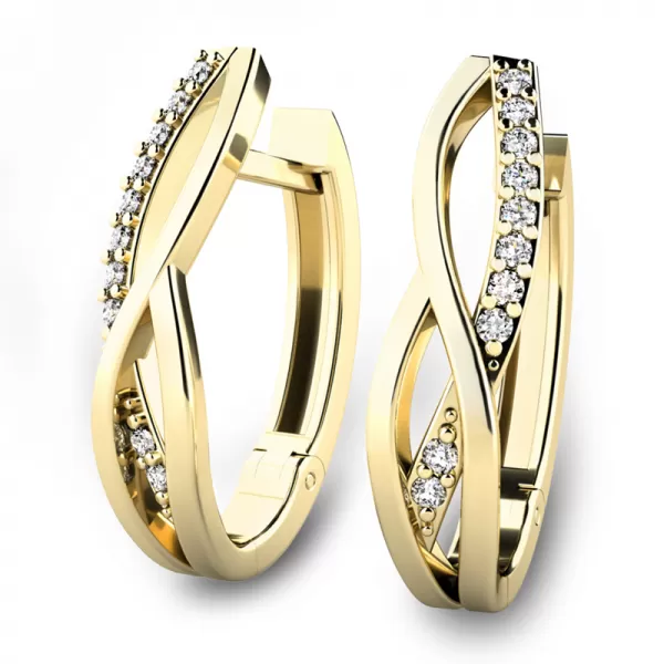 Náušnice ze žlutého zlata 585/1000, přírodní diamanty 0.140ct, G/SI, 10987-ZL-DIA