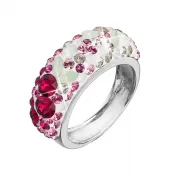 Stříbrný prsten s krystaly Swarovski mix barev červená 35031.3