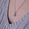 Stříbrný náhrdelník s pravým minerálním kamenem modrý 12092.3 sky topaz