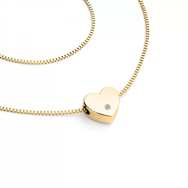 Náhrdelník srdce s diamantem 10979-NH01-ZL-DIA
