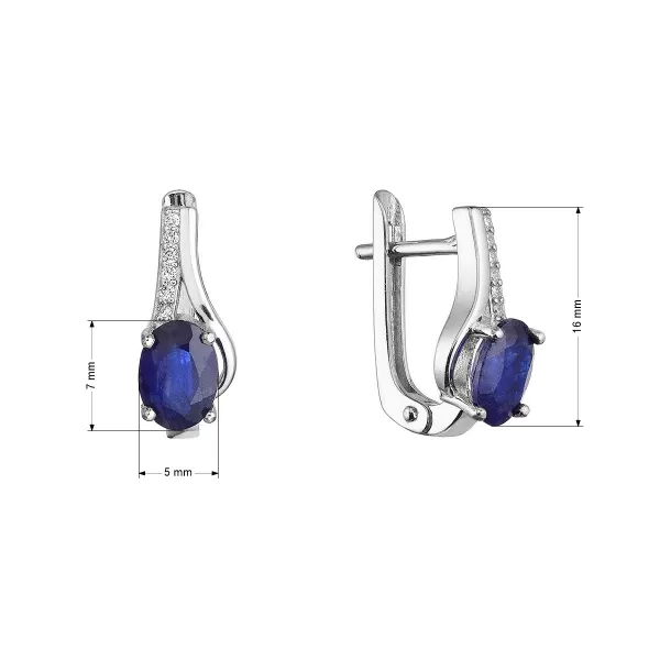 Stříbrné náušnice luxusní s pravými minerálními kameny temně modré 11488.3 sapphire