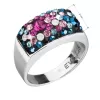 Stříbrný prsten s krystaly Swarovski mix barev modrá růžová 35014.4