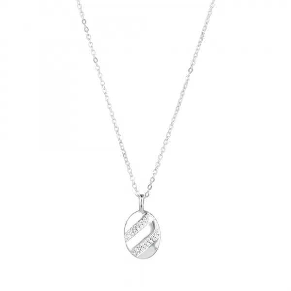 Stříbrný náhrdelník ovál se zirkony 12102.1 crystal