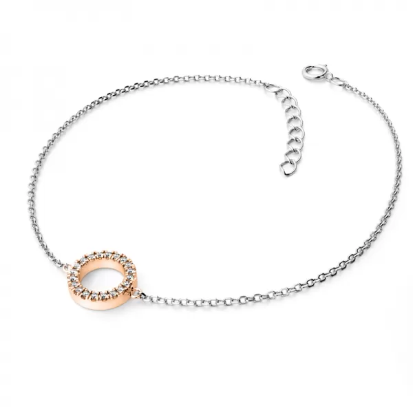 Náramek s kroužkem osázeným diamanty 10981-NR01-BCV