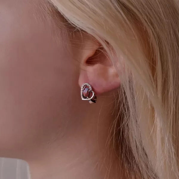 Stříbrné náušnice luxusní s pravými minerálními kameny rudé srdce 11496.3 garnet chekker