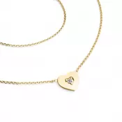 Náhrdelník srdce s diamantem 10874-NH01-ZL-DIA