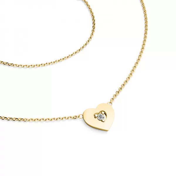 Náhrdelník srdce s diamantem 10874-NH01-ZL-DIA