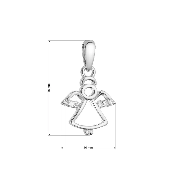 Stříbrný přívěsek malý andílek se zirkony bílý 14030.1