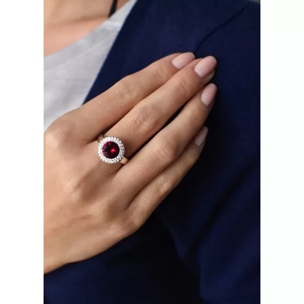 Stříbrný prsten s krystaly Swarovski červený kulatý 35026.3