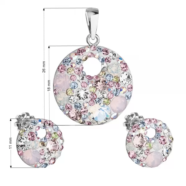Sada šperků s krystaly Swarovski náušnice a přívěsek mix růžové kulaté 39148.3
