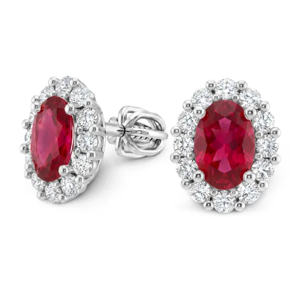 Dámské náušnice z bílého zlata 585/1000 s přírodními rubíny 1,04 ct a diamanty 0,288 ct G/SI 10953-B-DIA-RUB