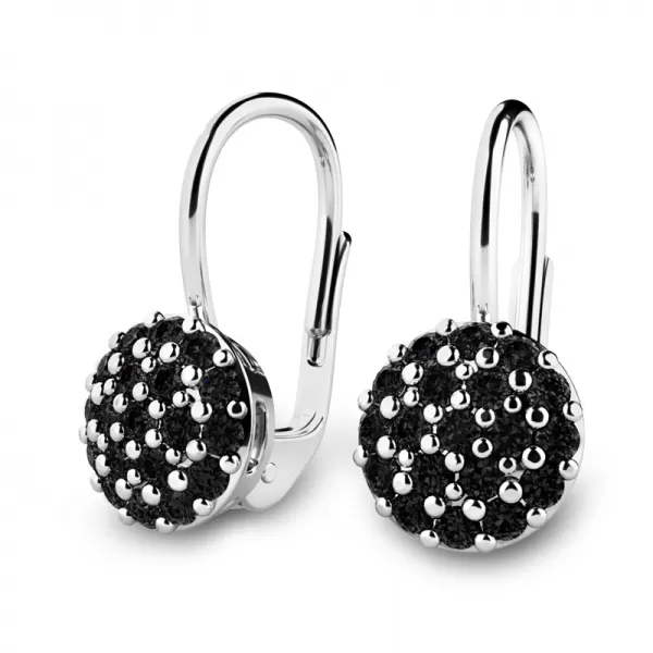 Diamantové náušnice z bílého zlata 10955-B-Black