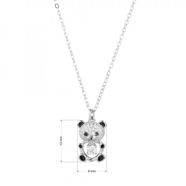 Stříbrný náhrdelník medvídek se zirkony 12101.1 crystal