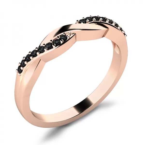 Prsten s černými diamanty ze žlutého zlata 10996-CV-Black