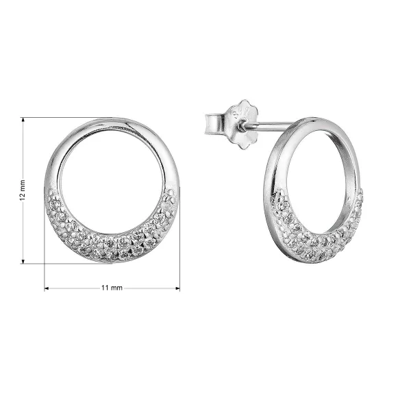 Stříbrné náušnice kroužky se zirkony 11528.1 crystal