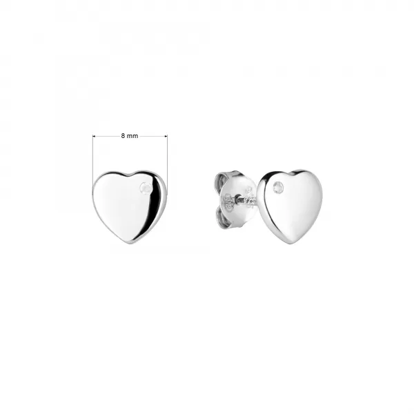 Stříbrné náušnice lesklé srdíčko s malým zirkonem 11546.1 crystal