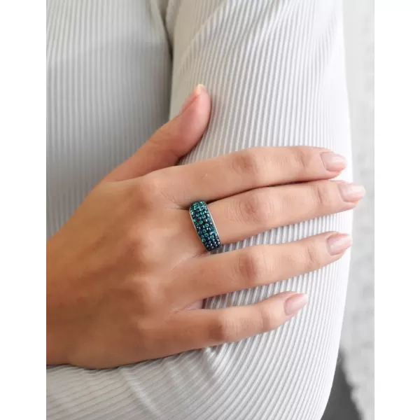 Stříbrný prsten s krystaly mix barev zelený 35027.3 magic green