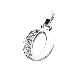 Přívěsek písmeno O bílé zlato 585/1000 přírodní diamanty 0.018 ct G/SI 10982-00-B-DIA-O