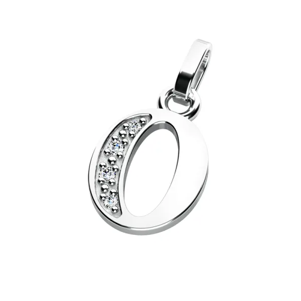 Přívěsek písmeno O bílé zlato 585/1000 přírodní diamanty 0.018 ct G/SI 10982-00-B-DIA-O