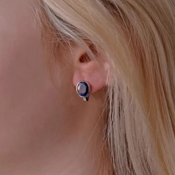 Stříbrné náušnice s pravými minerálními kameny temně modré 11493.3 dark sapphire