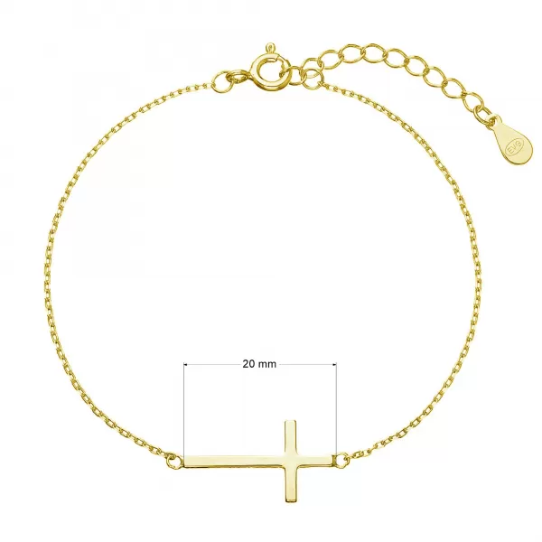 Pozlacený stříbrný náramek s větším křížkem 63008