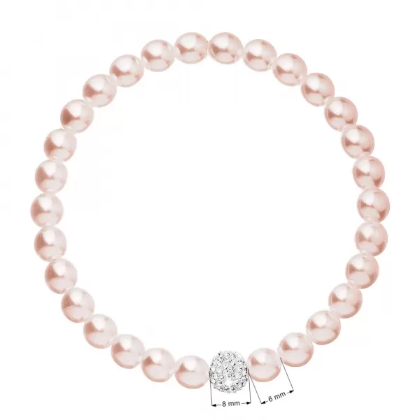 Perlový náramek růžový s Preciosa krystaly 33115.3