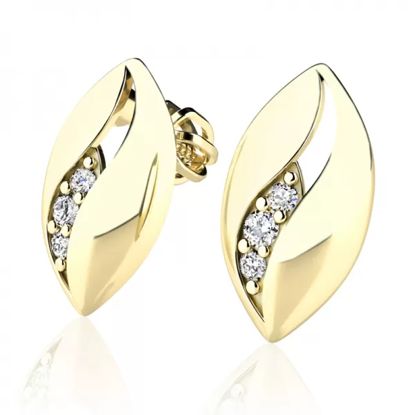 Dámské náušnice žluté zlato 585/1000 přírodní diamant 0.044 ct G/SI 10973-ZL-DIA