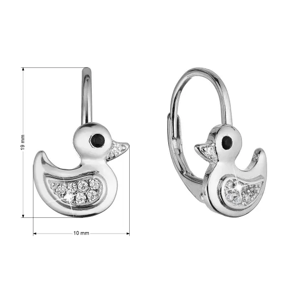Stříbrné náušnice kačenky se zirkony 11499.1 crystal